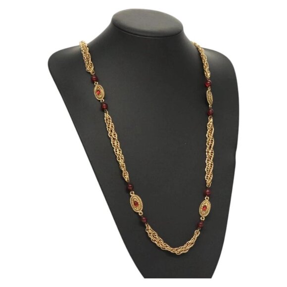 CHANEL COCO Mark Chain Necklace metal Gold CC - Picture 1 of 16